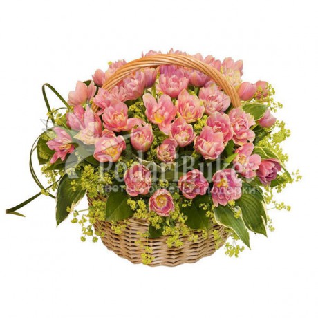 Корзина из 51 розового тюльпана